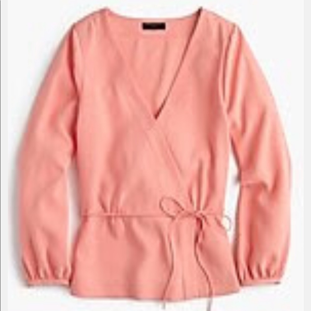 J Crew • Drapey crepe faux-wrap blouse • Size 2